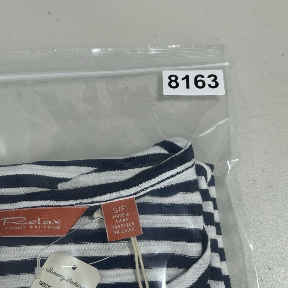 Tommy Bahama Breton Stripe Relax Top Women Size Small Blue White Summer NEW - Picture 9 of 9